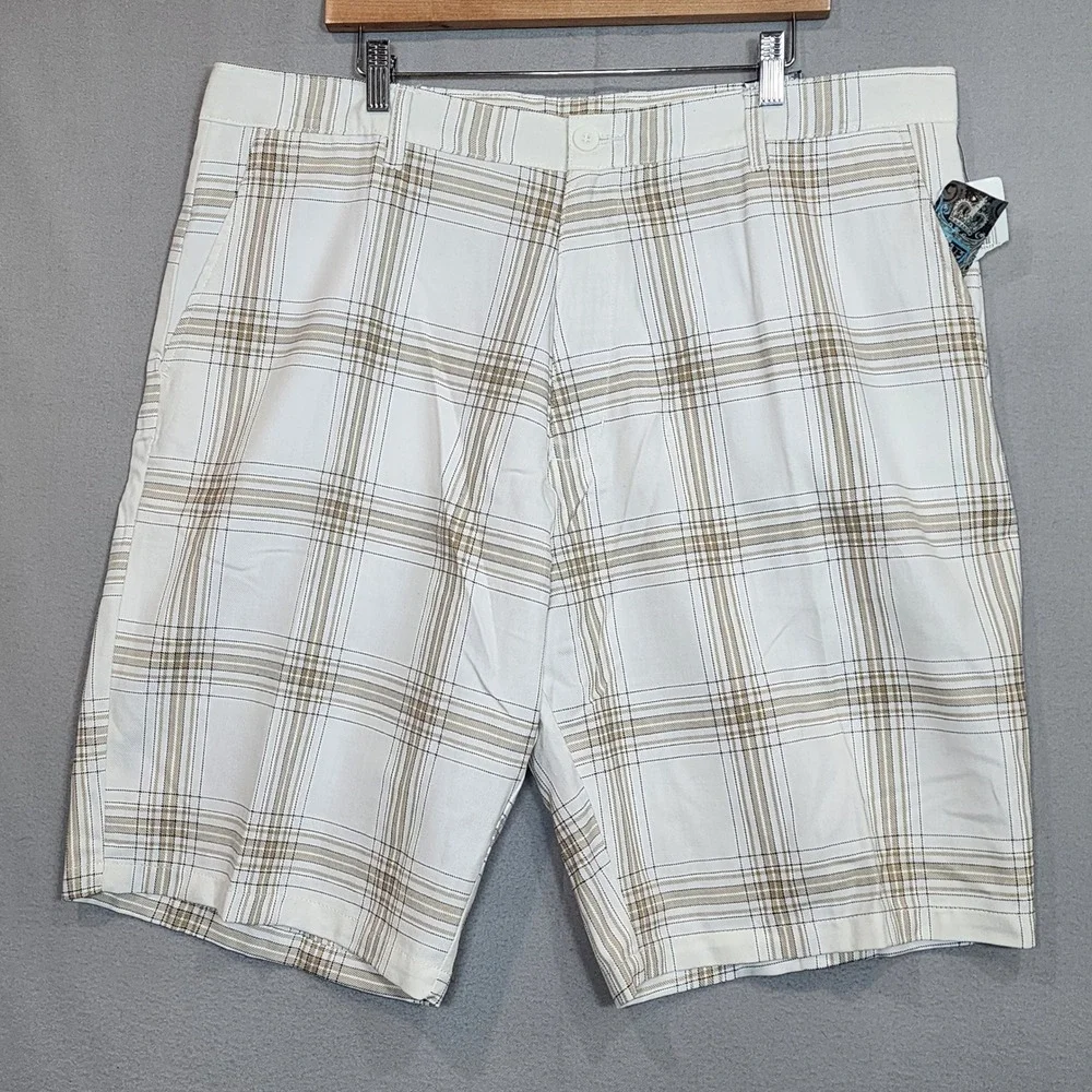 Burnside Plaid Shorts White‎ Tan Khaki JCBD9875H Mens 40 NEW